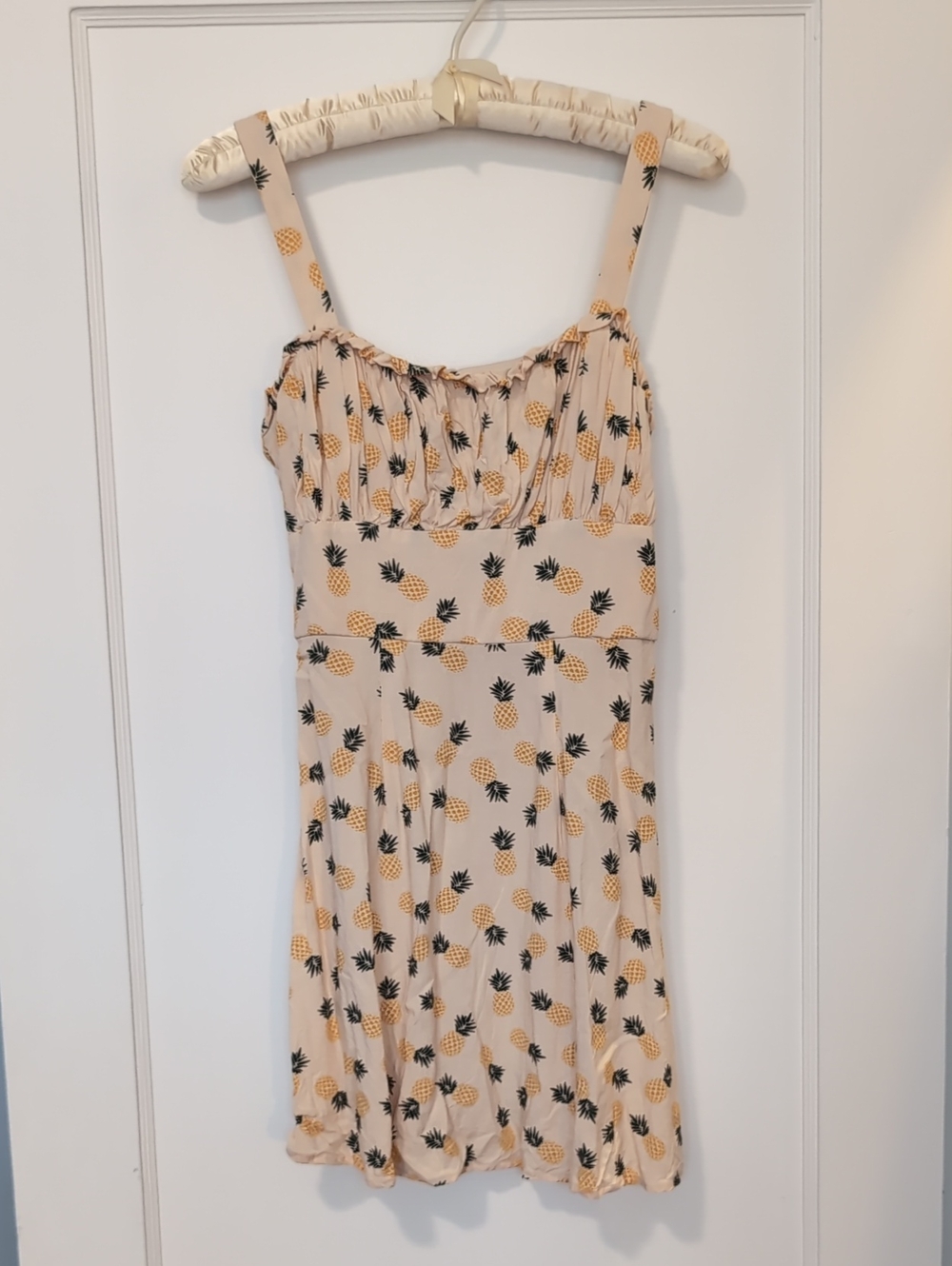 Cream Mini Dress with Kawaii Heart Pineapple Print